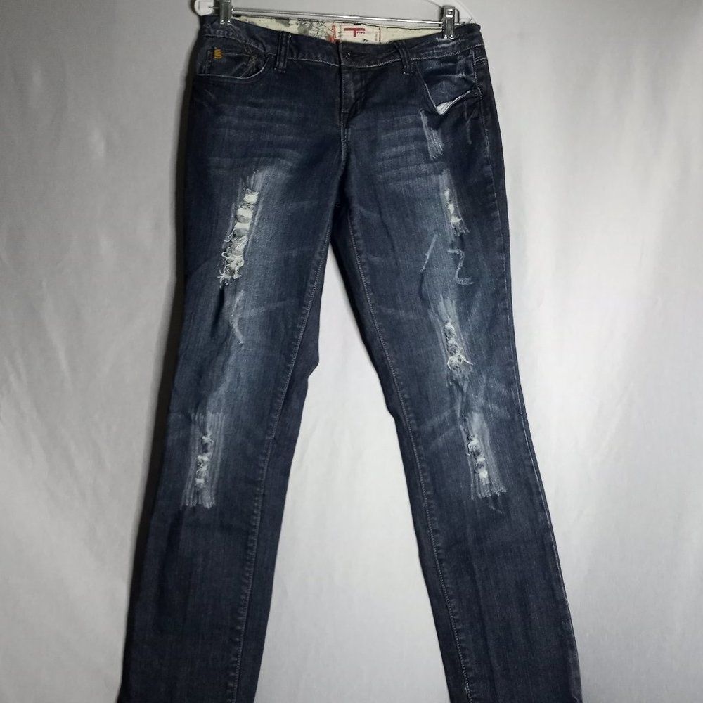TFive Jeans Junior Size 13 Denim Skinny Distressed Medium Dark Y2K